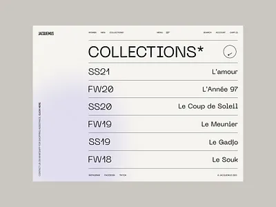 Jacquemus clothing collection design e commerce fashion fashion brand gradient interaction jacquemus landing page menu minimal minimalism shop store typography ui ux web website