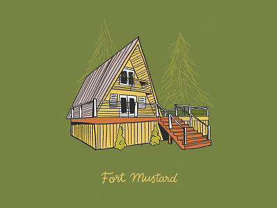 Fort Mustard A-Frame Cabin a frame a frame cabin aframe architecture branding cabin cabins camp camping design doodle illustration illustrator mcm mid century mid century modern mountain lodge mountains outdoors typography