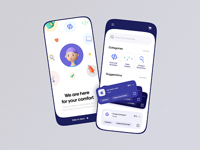 👨🏻‍💻 Hiring | Job finder - Search App 3d illustration application c4d concept daily ui figma find job finder flat hire hiring hiring platform job job application job board job listing jobs linkedin search ui