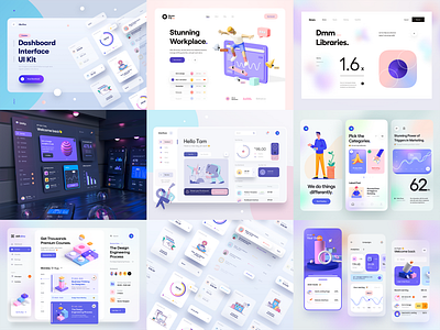 The Best Nine Of 2020 3d 3d illustration analytic animation app blur chart clean dashboard gradient illustration minimal mobile app nav bar typography ui design ui element ui illustration ux design web