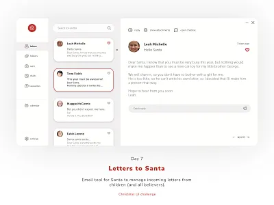 Santa Mail Box adobe xd application application ui christmas email interface letters list mail mailbox mailer mailer design ui uiux ux