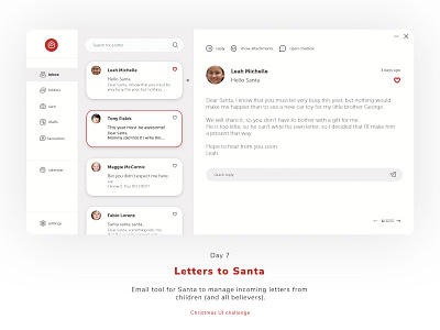 Santa Mail Box adobe xd application application ui christmas email interface letters list mail mailbox mailer mailer design ui uiux ux