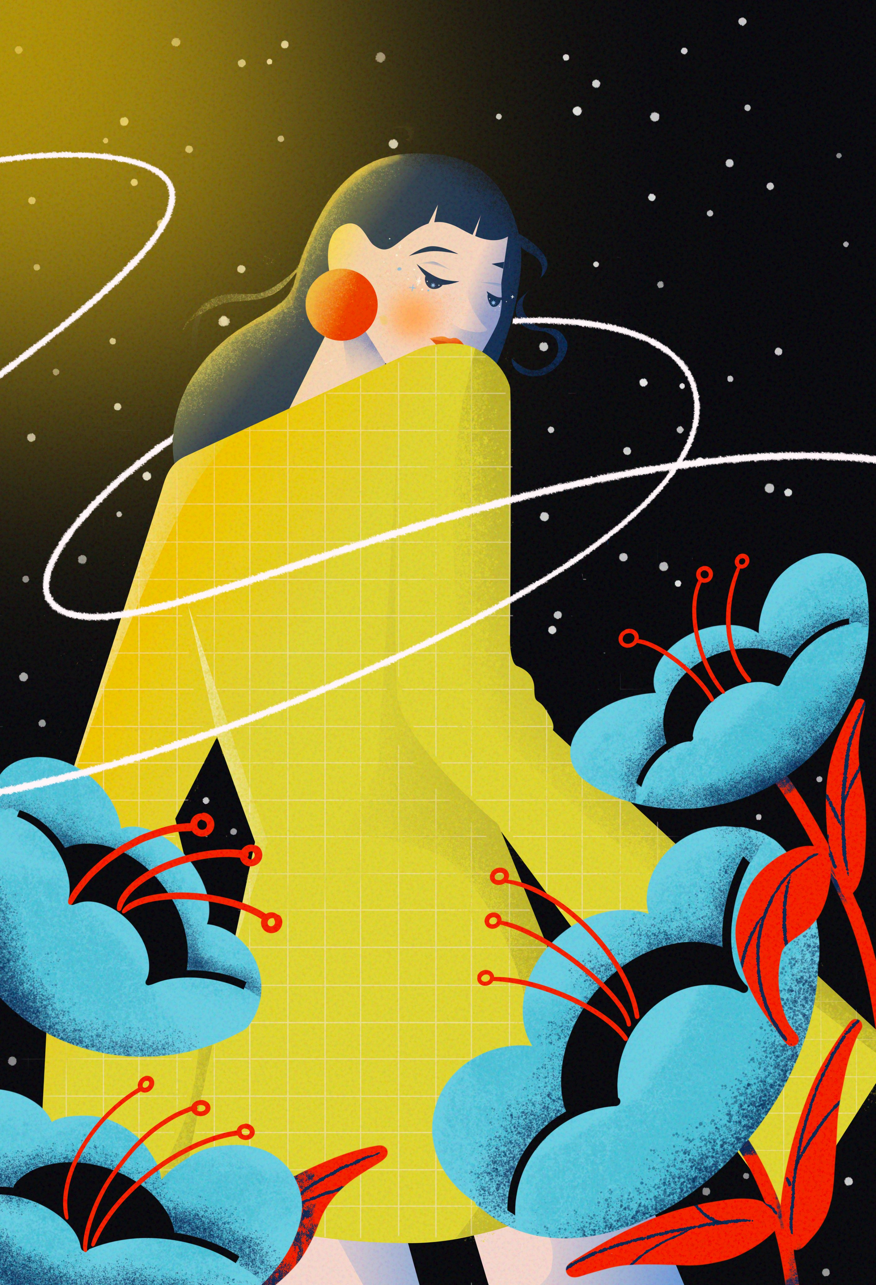 Start by Leaving flat flower human illustration people texture vibrant women