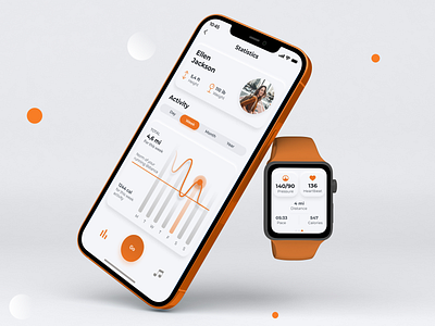 Smart Cardio | Fitness application activity app cardio clear fit fitness fitnessapp fitnessapplication mobileapp modern muscles orange running smart smartcardio smartwatch sport sportapp training white