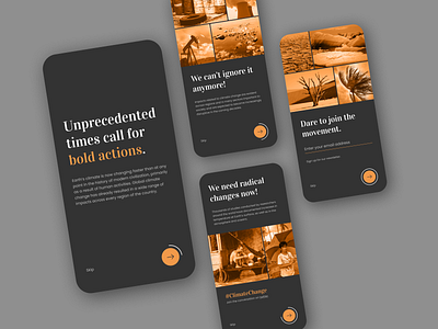Climate action campaign awareness campaign clean climate climatechange dark ui onboarding signup simple
