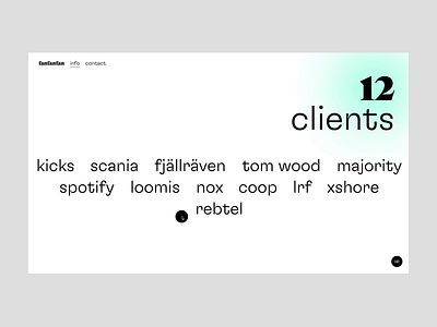 fan client interaction about about us animation big typography clean design fun funny gradient interaction minimalism typogaphy