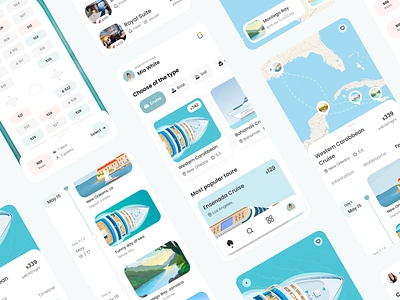 Cruise UI APP app boat cruise design illustration logo sail sea ship travel ui ux