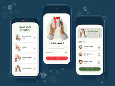 Secret Santa App app button card christmas christmas card gifts interface mobile mobile app mobile ui new year santa claus ui