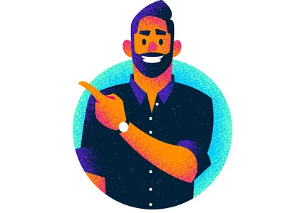 man pointing design icon illustration logo man office pointing texture vector