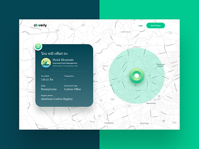 Cloverly Receipt eco ecology farm green illustration location map mapbox mapping maps offset sustainability sustainable uxui web website