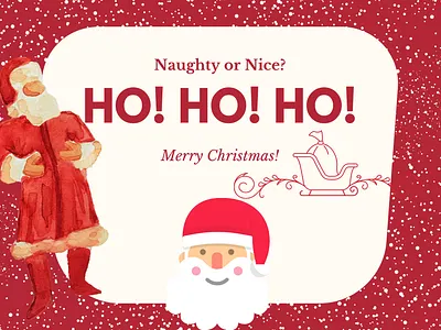 Red White Christmas Naughty or Nice Card merry christmas merry xmas