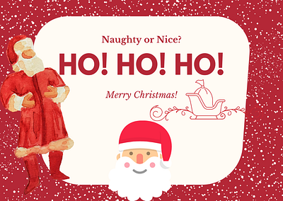 Red White Christmas Naughty or Nice Card merry christmas merry xmas