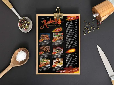 Grill Kebabs Menu Design Template branding design illustration logo vector