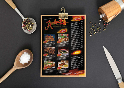 Grill Kebabs Menu Design Template branding design illustration logo vector