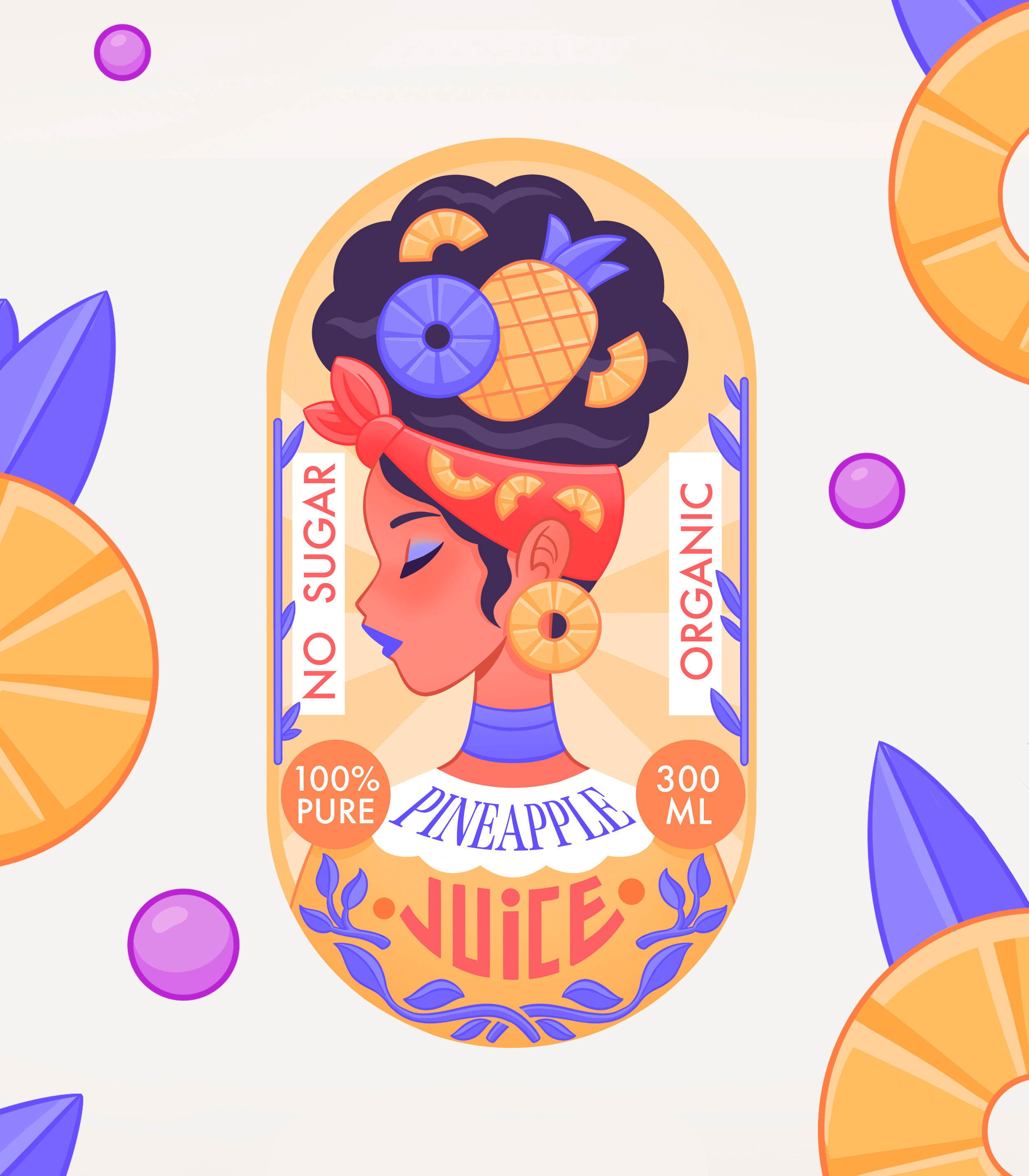 JUST PINEAPPLE | Juice label bottle bottle label branding can character design drinks food packaging fruit graphic design illustration juice label label design logo organic package packaging pineapple sketch typography