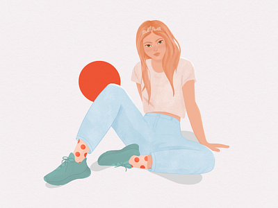 Character design app illustration blog post character clothes colorful art colorful socks design digital art drawing girl character hand drawn illustration sneakers socks socks design sporty sporty girl