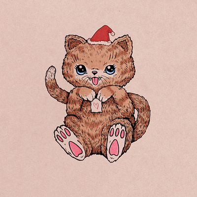 Mewwww cat character christmas cute festive