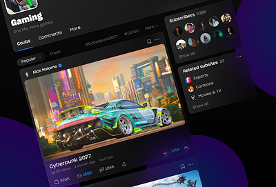 Community Feed feed figma gaming glassmorphism