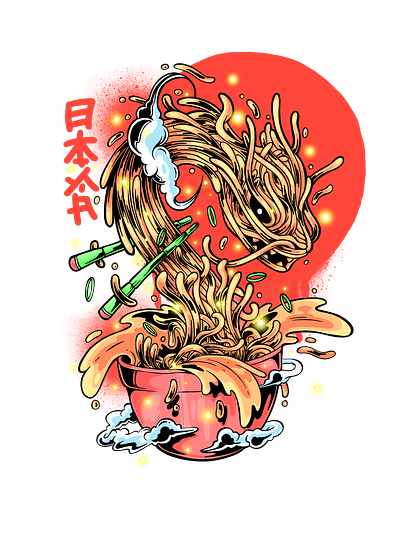 Dragon Ramen animation branding cartoon creature design dragon graphic design icon illustration japan japanese japanese food logo mecha procreate ramen vector