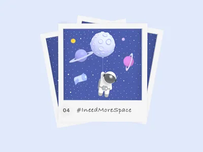 #IneedMoreSpace 3d branding c4d cinema 4d clean figma landing page octane render photo planet polaroid space ui ux vector web