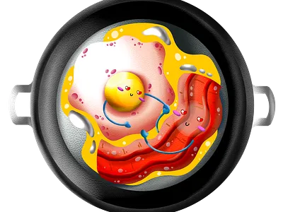 Egg and Bacon Love design egg and bacon illustration fun drawing