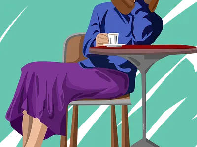 Lady with A Cup of Coffee design digital art digital artist fun drawing illustration procreate