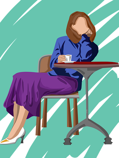 Lady with A Cup of Coffee design digital art digital artist fun drawing illustration procreate