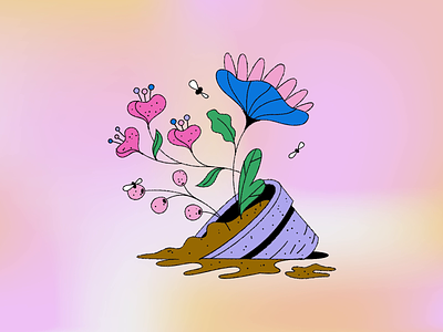 🌷🦟 animal animation artwork bio character design doodle flower graphic design house illustration insect interface leaf logo nature plant pot tesla ui