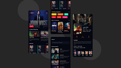 Movie Streaming App UI Concept app design clean ui creative design dailyui minimal mobile app modern movie poster movies movies app streaming streaming app trendy trendy design ui uidesign uitrends uiux ux uxdesign