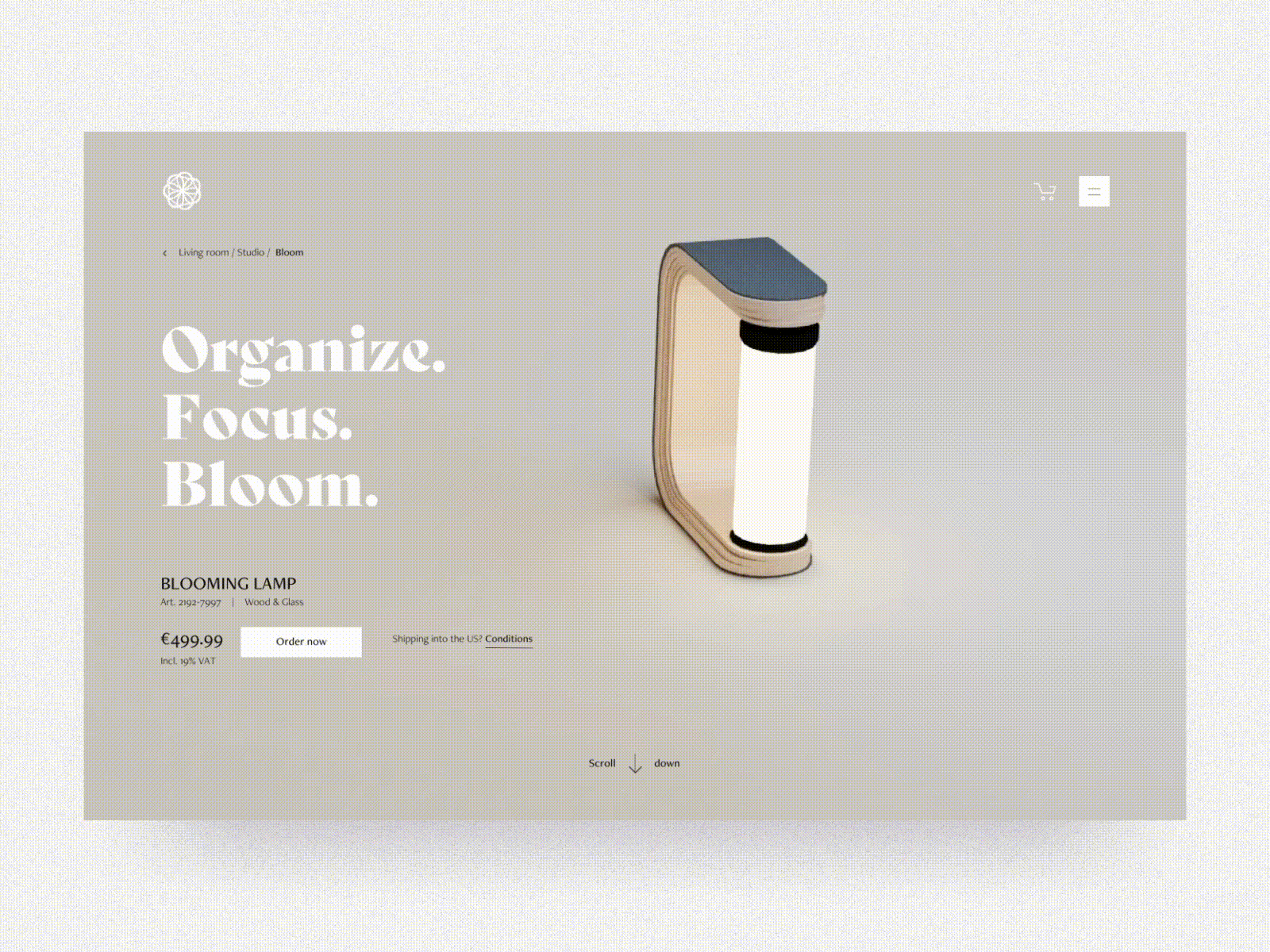 Bloom lamp prototype animation 💡 3d animation blender elegant lamp loading product product detail page prototype rotation soft typography