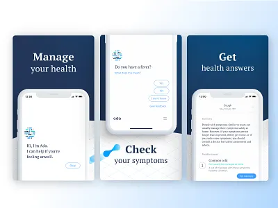 Ada Health app appstore branding design googleplay health app healthcare illustration medical screenshots technology