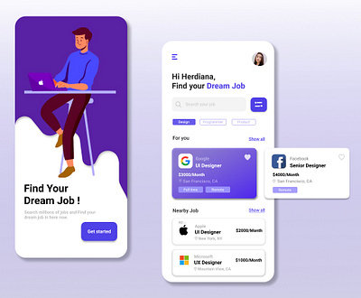 Job Finder Mobile App clean ui design figma illustration interface job finder jobs jobseeker mobile app mobile design ui ui design userinterface ux design