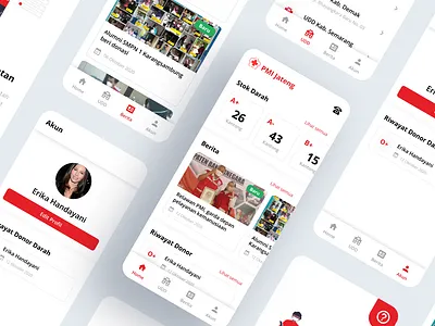Aplikasi PMI Jawa Tengah jawa tengah mobile app design mobile application pmi red cross ui design uiux ux design