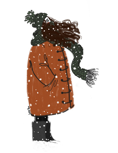 Snow art digital drawing girl happy illustration merry christmas snow