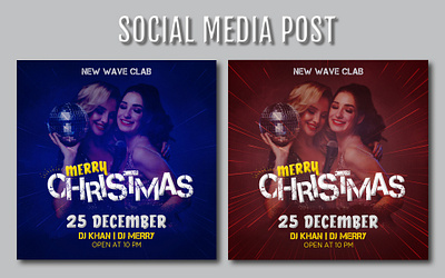 Christmas Social Media Post Design branding christmas design dj party happy new year 2021 illustration merry party social media design