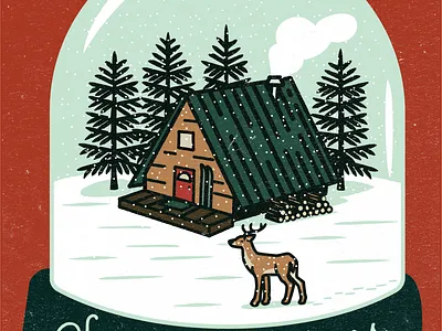 Season's Greetings cabin christmas christmas card digitalart greetingcard illustration vector vintage