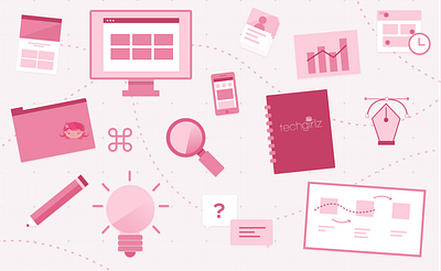 TechGirlz Blog Post Header illustration monochromatic vector