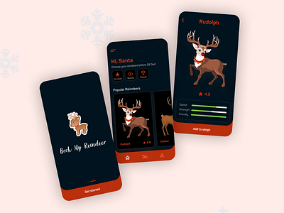 If Santa had a pet app 🎅 christmas dailyui design mobile ui reindeer santa ui ui design