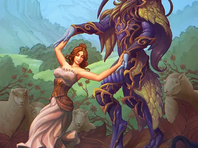 The dance of the shepherd cute fantasy girl illustration illustration art nature procreate splash art warrior