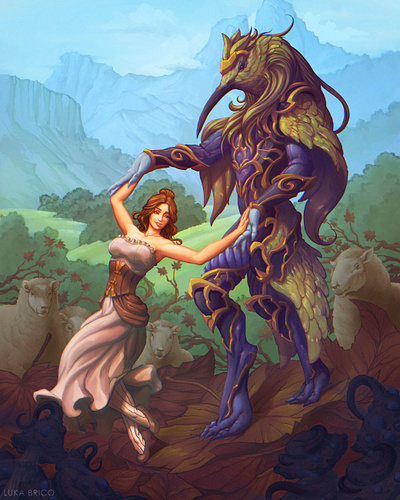 The dance of the shepherd cute fantasy girl illustration illustration art nature procreate splash art warrior