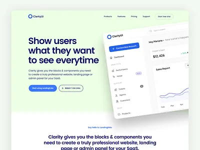 Analytics SaaS Website Design admin analytics application dashboard design hero section homepage interface landing page marketing report saas software startup ui ui kit web app website