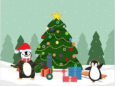 Christmas penguins! christmas design illustration penguins