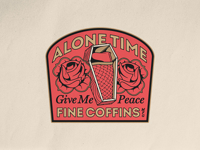 Give Me Peace! alone time badge badgedesign brand identity branding coffin gold graphic design illustration illustrator lettering lockup logo logo design roses traditional tattoo typography vector