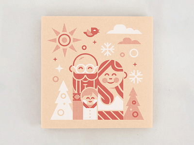 Family Christmas Card card christmas fabrication fmaily illustration letterpress mockup people retro screen print simple toys