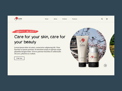 Web Design - CURA, Skin Care Brand beauty brand branding care cosmetics e commerce face fashion healthy logo make up mobile app oragnic order products skin ui ux vegan web design