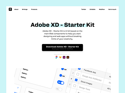 petrbilek.com - Adobe XD - Starter Kit adobe xd components landing page portfolio product page select starter kit table toggle ui kit ui pack web website xd