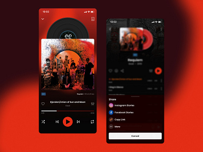 Daily UI 010 010 dailyui dailyui 010 icons modal music music player product social share ui