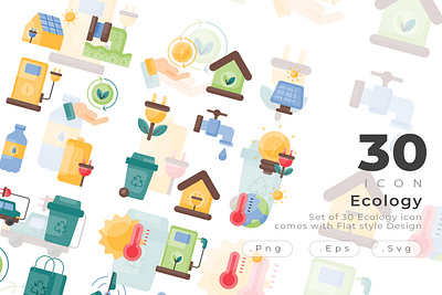 Ecology and environment icon set come with flat style design creative eco house ecofuel ecology energy environment global warming icon icon design modern recycle smart house solar panel temperature termometer water wheater