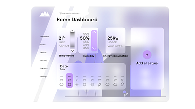 Home dashboard control dailyui 021 dashboard glassmorphism home house minimal ui