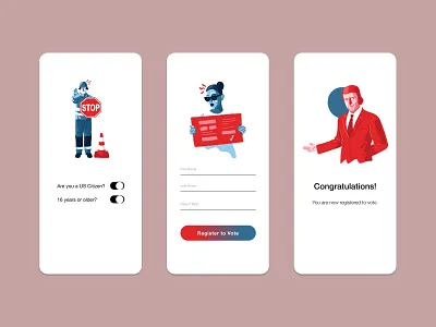 Voter Registration Concept App ballot concept election flat illustration minimal minimalism mobile app mobile ui ui ui design ui ux ux design vote